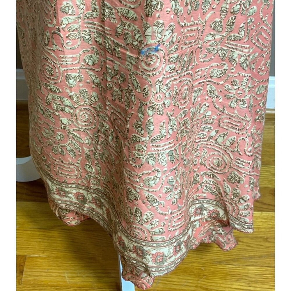 Wrap Sari Skirt Maxi Reversible Layers Red Chiffon Satin Boho Gypsy Womens 1 Sz - Picture 9 of 14